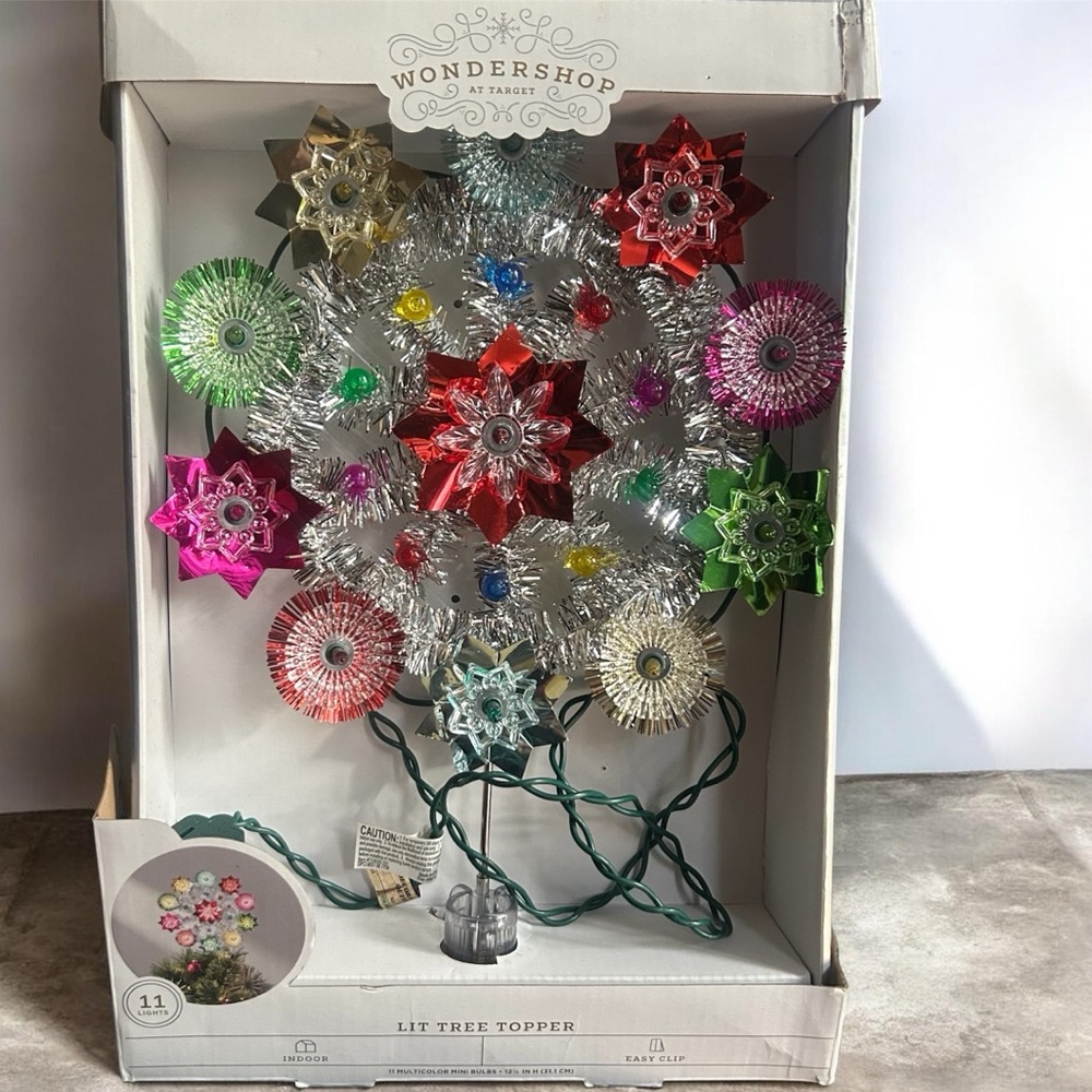 Wondershop Festive Multicolor Lit Tree Topper retro starburst design